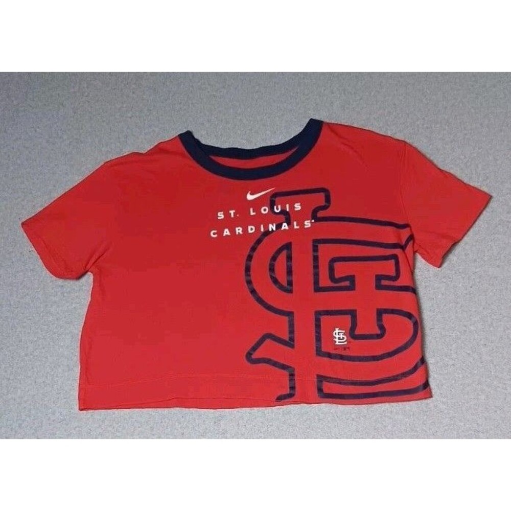 Nike Guine Merchandise Cropped St Louis Cardinals Tshirt Womens Size XL Red And